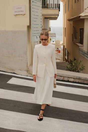 White Midi Skirt with White Flounce
