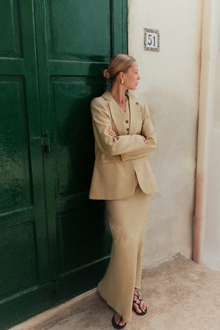 Luciano Blazer Skirt Vest Set Light Green