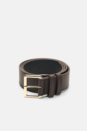 Sara Gold Buckle Belt Coffee Brown