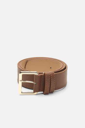 Sara Gold Buckle Belt Tan
