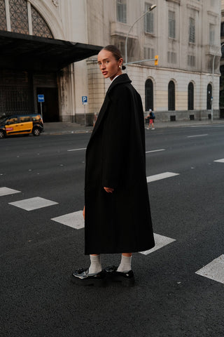 Luce Wool Oversized Coat Black