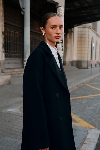 Luce Wool Oversized Coat Black