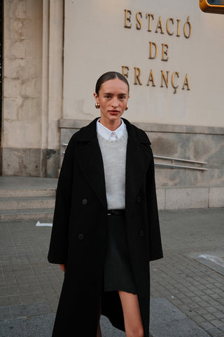 Luce Wool Oversized Coat Black
