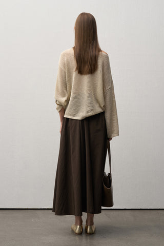 Boat Neck Openwork Sweater Blouse