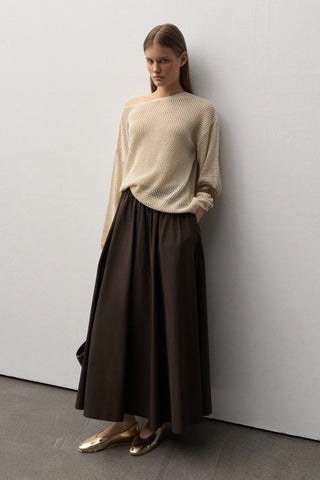 Boat Neck Openwork Sweater Blouse
