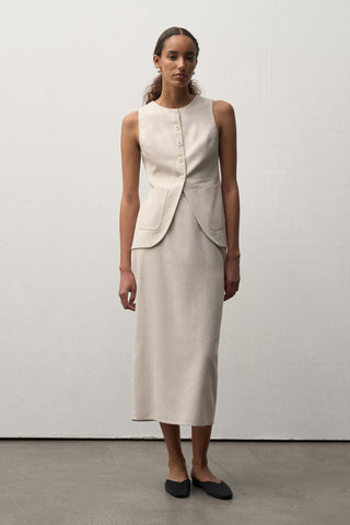 Linen Vest with Pocket Detail
