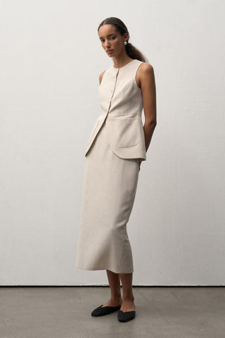 Linen Vest with Pocket Detail