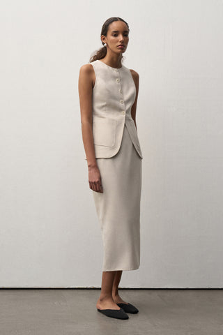 Linen Vest with Pocket Detail