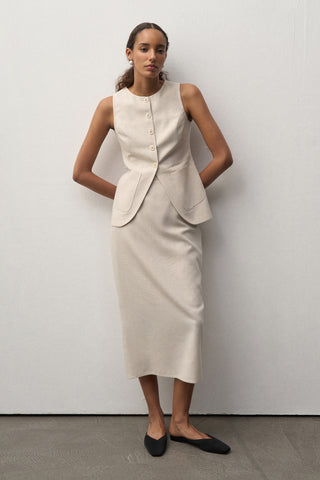 Linen Vest with Pocket Detail