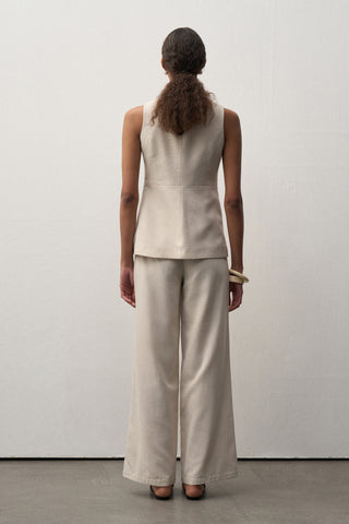 Linen Vest with Pocket Detail