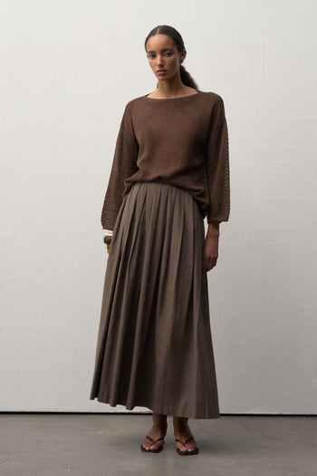 Linen Pleated Maxi Skirt