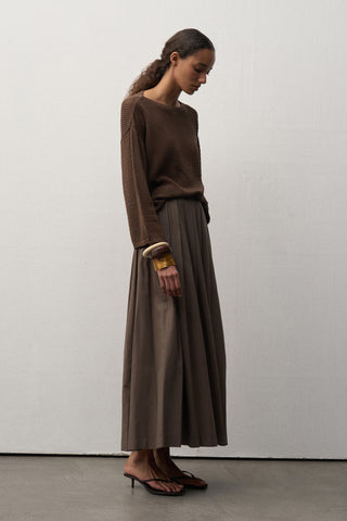 Linen Pleated Maxi Skirt