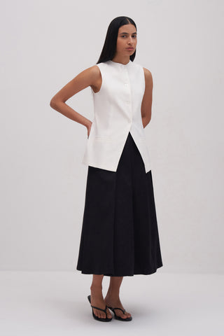 Black Volute Midi Skirt