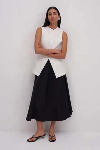 Black Volute Midi Skirt