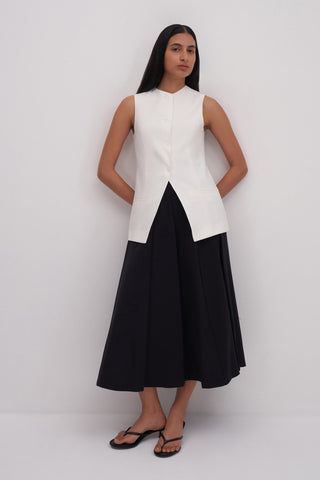 Black Volute Midi Skirt