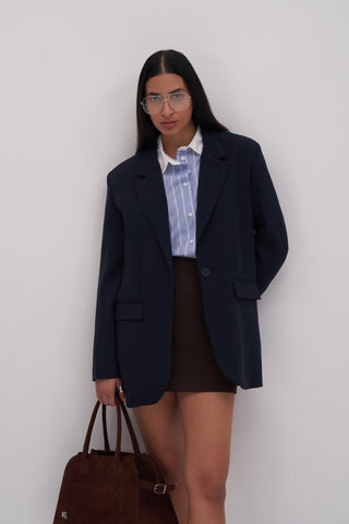One Button Oversize Blazer Jacket