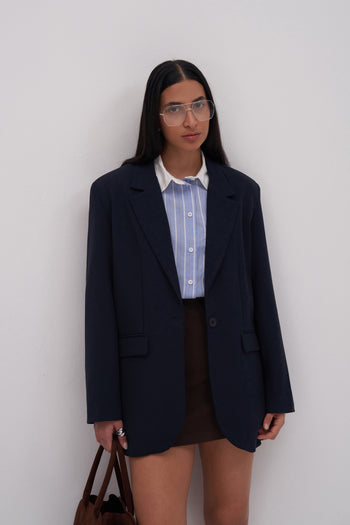 One Button Oversize Blazer Jacket