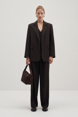 Private Edition Blazer Vest Palazzo Trousers Set Bitter Coffee
