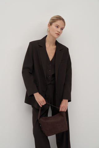 Private Edition Blazer Vest Palazzo Trousers Set Bitter Coffee