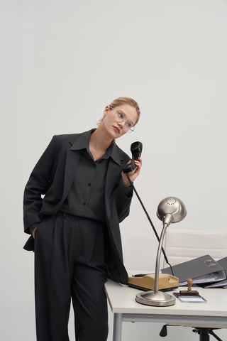 Private Edition Embroidery Detailed Oversized Shirt Anthracite