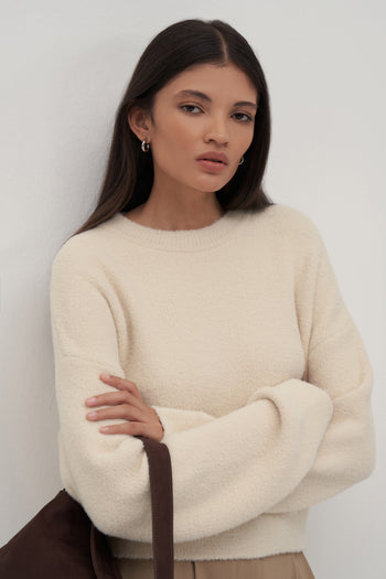 Ecru Limited Edition Basic Fuzzy Sweater