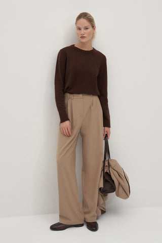 Brown Basic Woollen Knit Sweater