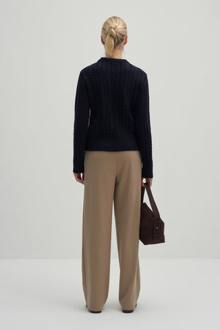 Leta Knit Detailed Fitted Sweater Navy Blue