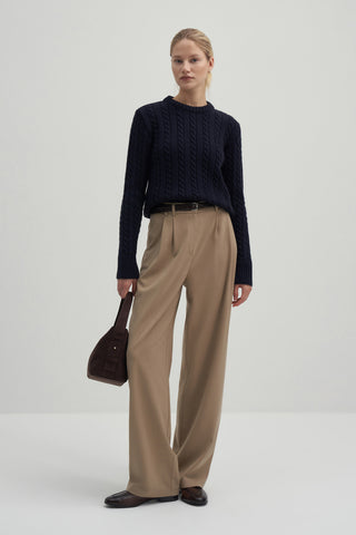 Leta Knit Detailed Fitted Sweater Navy Blue