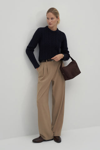 Leta Knit Detailed Fitted Sweater Navy Blue
