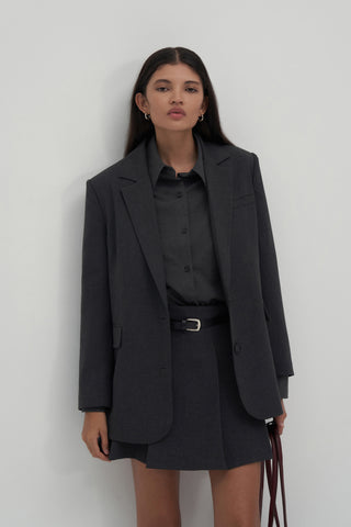 Private Edition Embroidery Detailed Oversized Shirt Anthracite
