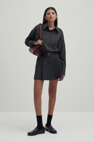 Private Edition Belted Mini Skirt Anthracite