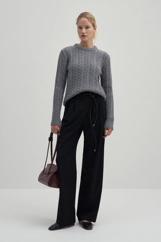 Leta Knit Detailed Fitted Sweater Grey