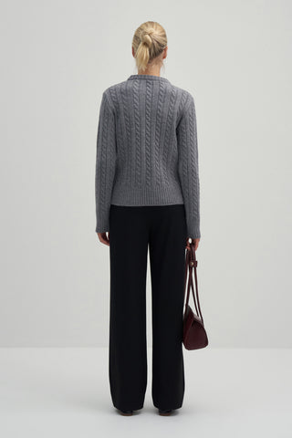 Leta Knit Detailed Fitted Sweater Grey