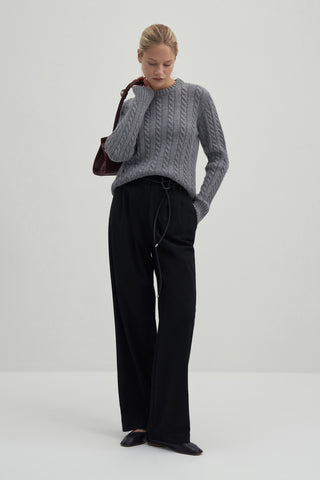 Leta Knit Detailed Fitted Sweater Grey