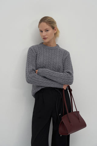 Leta Knit Detailed Fitted Sweater Grey