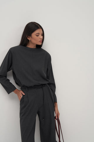 Private Edition Blouse & Everyday Trousers Set Anthracite