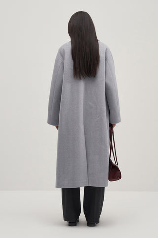 Galia Textured Wool Blend Oversized Coat Grey