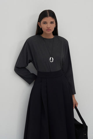Black Volute Midi Skirt