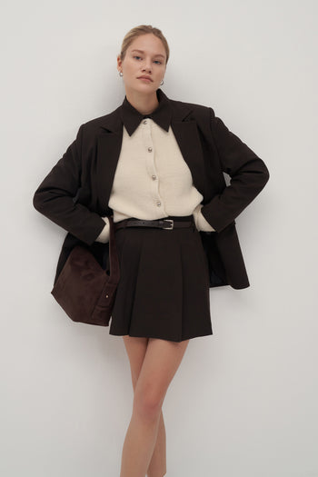 Private Edition Belted Mini Skirt Dark Brown