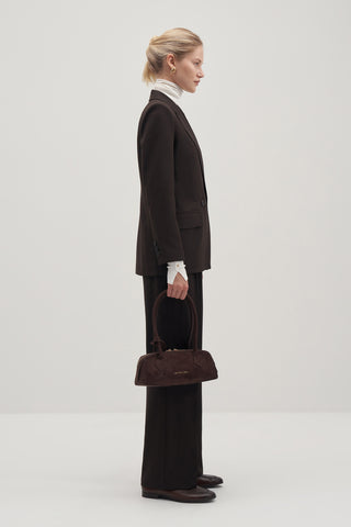 Private Edition Double Breasted Blazer & Cross Trousers Set Dark Brown
