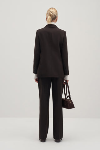Private Edition Double Breasted Blazer & Cross Trousers Set Dark Brown