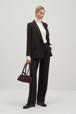 Private Edition Cross Palazzo Trousers Dark Brown