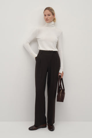 Private Edition Double Breasted Blazer & Cross Trousers Set Dark Brown