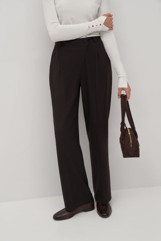 Private Edition Cross Palazzo Trousers Dark Brown