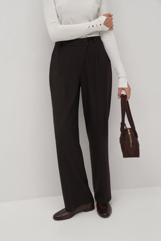 Private Edition Double Breasted Blazer & Cross Trousers Set Dark Brown