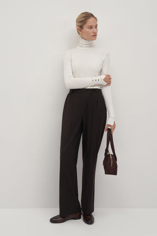 Private Edition Double Breasted Blazer & Cross Trousers Set Dark Brown