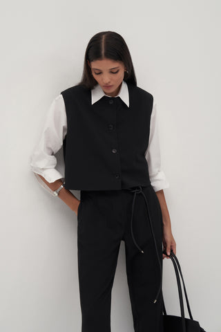 Private Edition Button Detail Vest Black