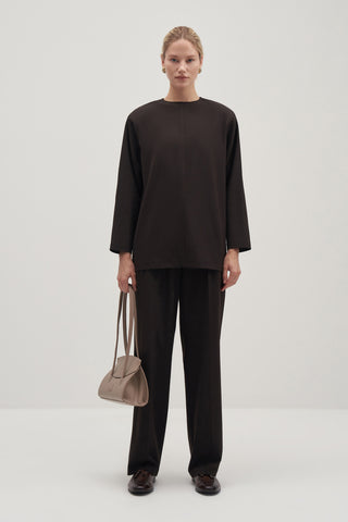 Private Edition Blouse & Everyday Trousers Set Dark Brown