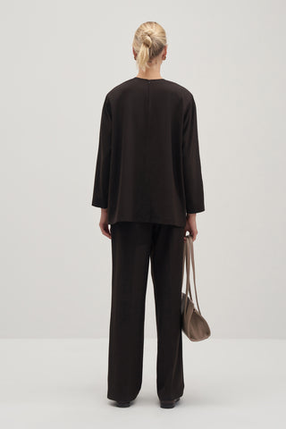 Private Edition Blouse & Everyday Trousers Set Dark Brown