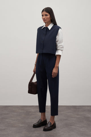 Private Edition Button Detailed Vest Navy Blue